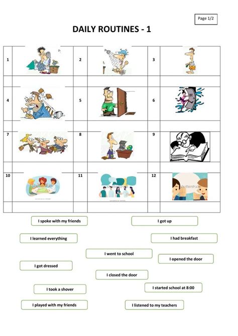 Daily Routines Interactive Worksheet