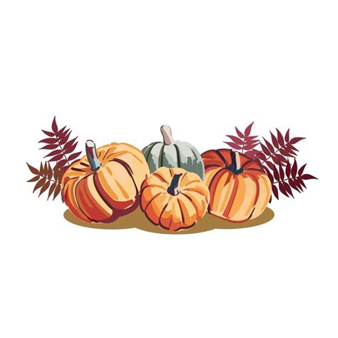 Premium Vector | Set of autumn leaves and pumpkins in flat style vector