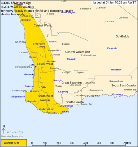 Wa Severe Weather Warning Heavy To Locally Intense Rainfall Damaging To Destructive Winds