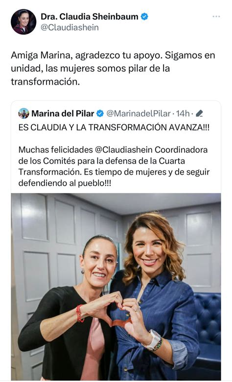 Saganoticias AGRADECE CLAUDIA SHEINBAUM RECONOCIMIENTO DE MARINA