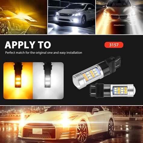 2x Dual Color 3157 LED DRL Switchback Turn Signal Parking Light Bulb