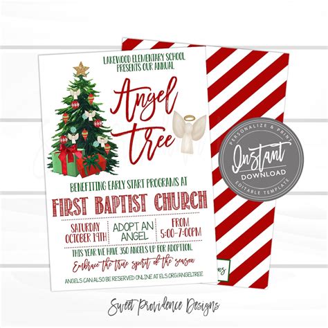 Holiday Flyer Editable Christmas Angel Tree Flyer Invite Holiday