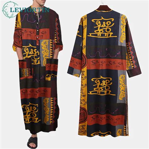 Kaftan Africain D Contract Pour Hommes Robes Musulmanes Imprim Ethnique