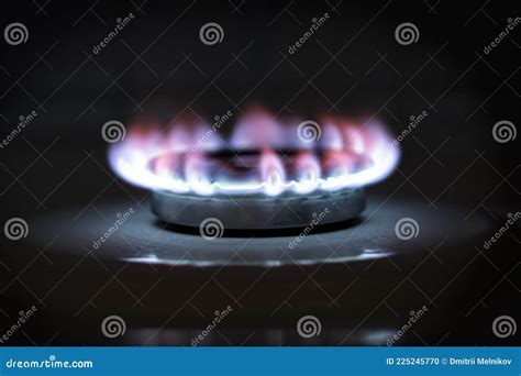 The Flame Of A Burning Gas Fire On A Black Background Burning Blue Gas