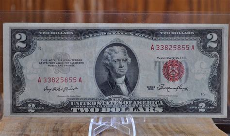 1953 Red Seal 2 Dollar Bill two Dollar Bill AU about - Etsy