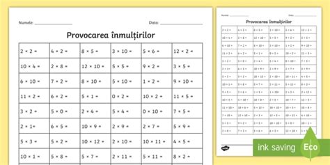 Fisa Tabla Inmultirii