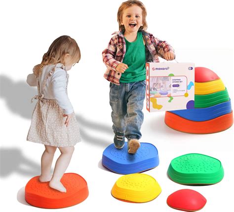 makarci Stepping Stones for Kids, 5pcs Non-Slip Plastic Balance River