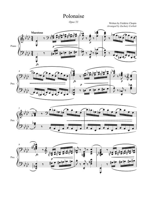 Polonaise In Ab Major Arr Zachary Corbett By Chopin Sheet Music For