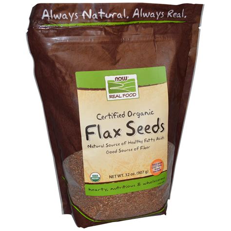 Now Foods Real Food Certified Organic Flax Seeds 2 Lbs 907 G By