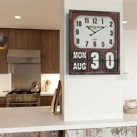 Rectangular wall clock with glass