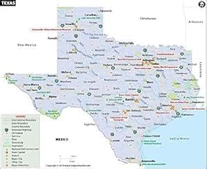 Amazon.com : Texas Map (36" W x 29.48" H) : Office Products