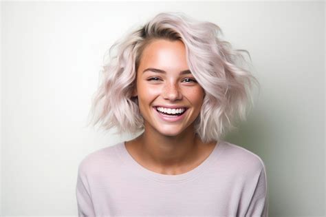 Premium Ai Image A Woman With Blonde Hair And A Pink Sweater