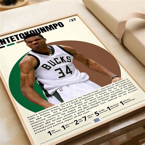 Giannis Antetokounmpo Poster Basketball Player Poster Milwaukee Bucks Posters Sports Poster