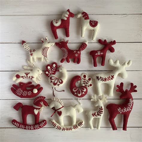 Rocking Horse Ornament Felt Pattern Scandinavian Folk Art Etsy