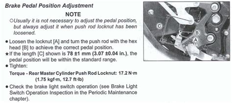 Can You Adjust Rear Brake Pedal Freeplay Ninja Riders Forum