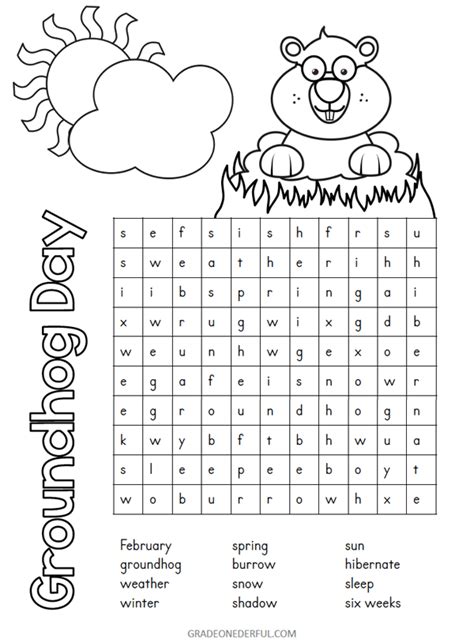 Free Printable Groundhog Day Coloring And Word Search Grade Onederful