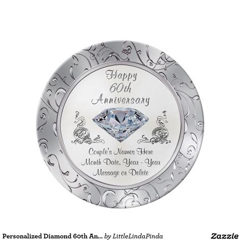 Personalized Diamond 60th Anniversary Plate Diamond