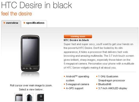 Black Htc Desire On Orange Site With Coming Soon Htc Desire Hd And