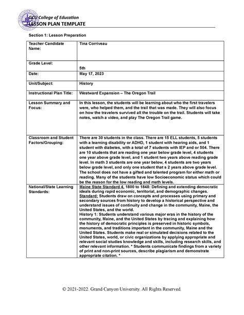 Elm T World History Lesson Plan Lesson Plan Template Section