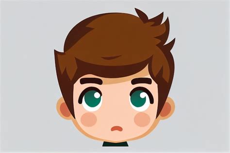 A cartoon of a boy with green eyes and green eyes. | Premium AI ...