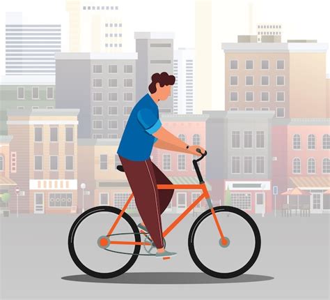 Homem Andando De Bicicleta Ilustra O Vetorial Vetor Premium