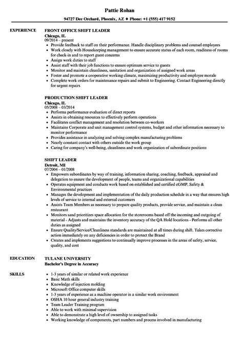 Shift Leader Job Description For Resume At Alfonso Barrett Blog