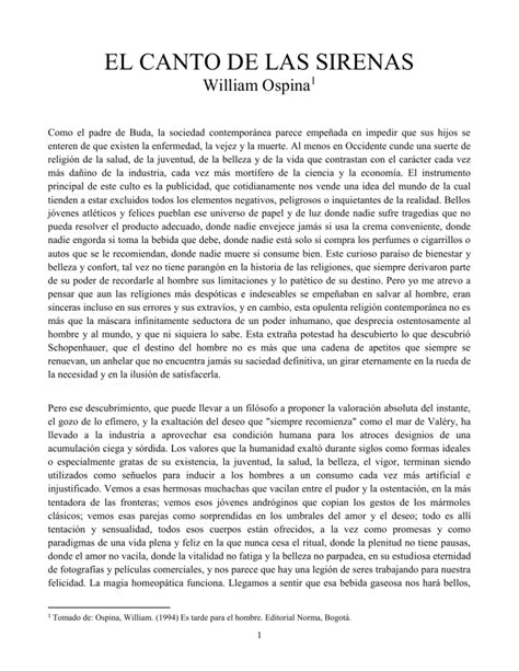 El Canto De Las Sirenas William Ospina