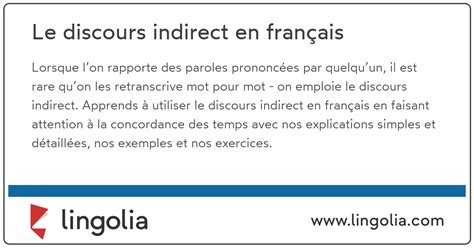 Le Discours Indirect En Français