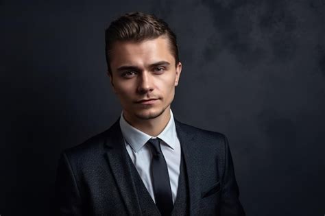 Premium Ai Image Handsome Successful Confident Young Business Man In