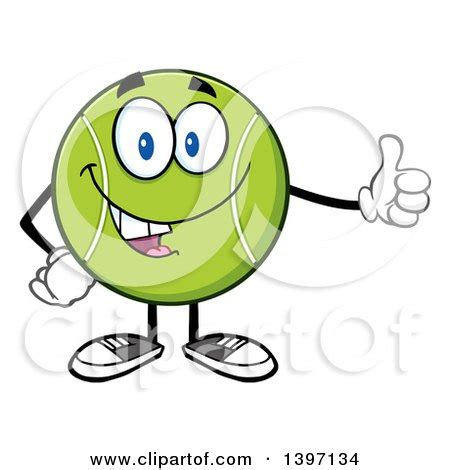 Clipart Of A Cartoon Happy Tennis Ball Character Mascot Giving A Thumb