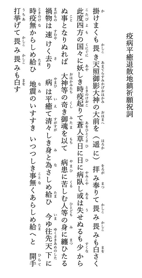 古川陽明 On Twitter 女性の声と音域での疫病平癒退散地鎮祈願祝詞の奏上の見本を、諏訪清玲rsbn578 さんにしてもらいました