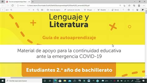 Gu A Semana Fase De Lenguaje Y Literatura Para Segundo A O De