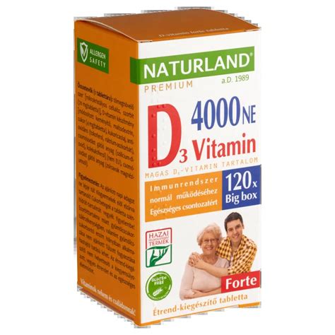 Naturland Premium D₃ vitamin 4000 NE forte étrend kiegészítő tabletta