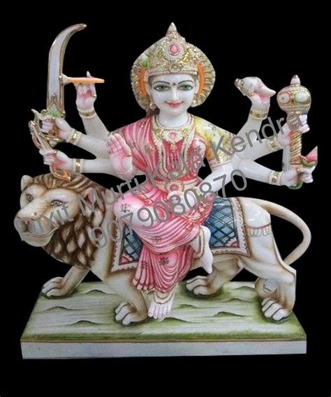 Multicolor Makrana Marble Maa Durga Statue For Worship Size