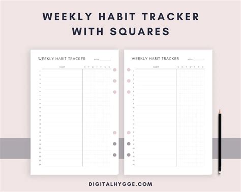 Weekly Habit Trackers Free Printables Digital Hygge