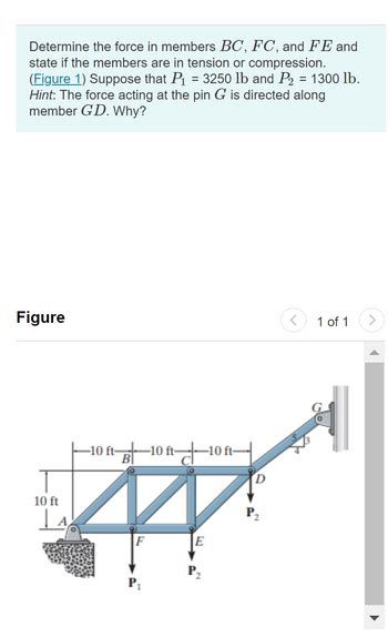 Answered Determine The Force In Members BC FC Bartleby