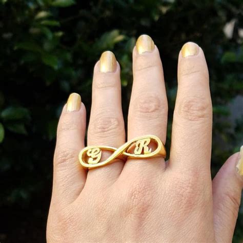 Couple's Initial Rings Initial Jewelry Infinity Ring - Etsy