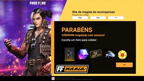 CODIGUIN FF Como Resgatar Códigos pacotes de skins do Free Fire