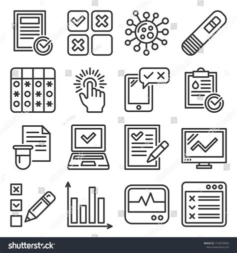 Test Check List Icons Set Line Stock Vector Royalty Free