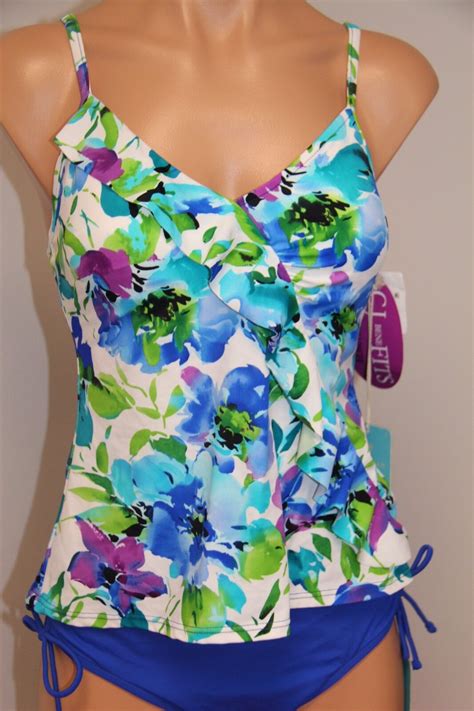 NWT Caribbean Joe Swimsuit Bikini Tankini 2pc Set Plus Sz 10 EBay