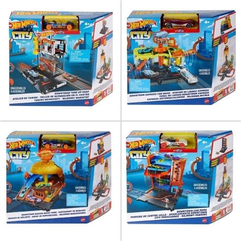 Hot Wheels City Downtown Playset Car Park Tune Up Shop Express Car Wash Track Builder Unlimited