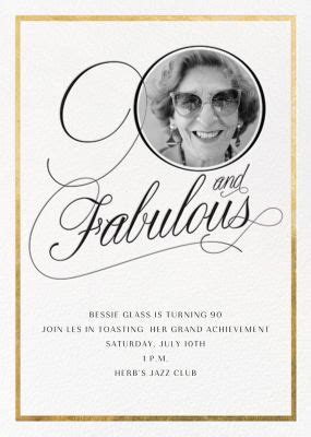 90th Birthday Invitations | Send online instantly | RSVP tracking