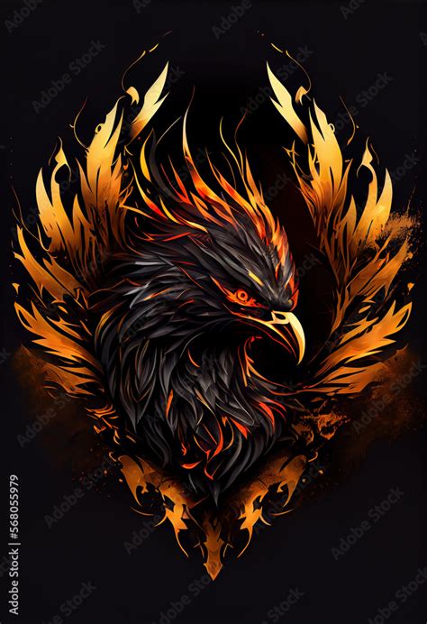 Stockillustratie Burning Bird Phoenix Rising Form Flames And Fire Logo