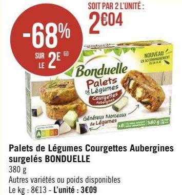 Promo Palets De L Gumes Courgettes Aubergines Surgel S Bonduelle Chez