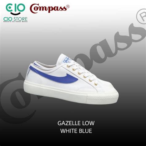 Jual Sepatu Compass Gazelle Low White Blue Original Shopee Indonesia