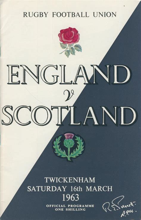 ENGLAND V SCOTLAND 1963 RUGBY PROGRAMME - England Rugby Union ...