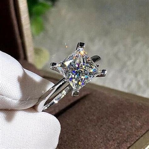 Princess Cut Solitaire Ring - Etsy