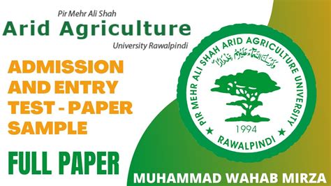 Pmas Arid Agriculture University Rawalpindipk Sample Paper