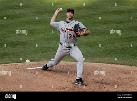 Detroit Tigers Starting Pitcher Justin Verlander Throws During The