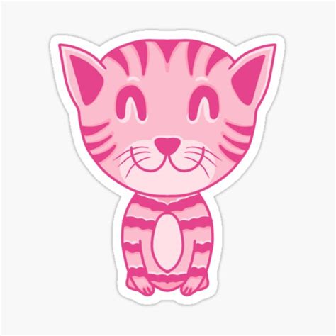 Cute Pink Cat Sticker For Sale By Dineshworld Redbubble